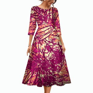 Vestido Tribal Polinesio de Talla Grande para Mujer, Cuello Redondo, Estilo Isleño, Vestido Samoano Puletasi, Vestidos Puletasi Personalizados para Mujer - Product Image 1