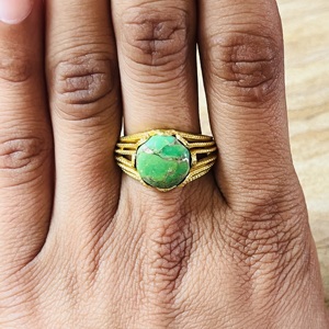 2026 Modern Style Green <b>Turquoise</b> Brass <b>Ring</b> Vintage Cutout Texture <b>Ring</b> 18k Gold Plated Statement Wholesale <b>Ring</b> For Women - Product Image 6