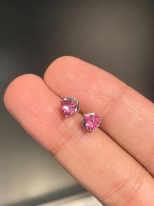 Boucles d'oreilles clous en topaze rose, en argent sterling, pierre de naissance d'octobre, bijoux pour femmes - Product Image 2