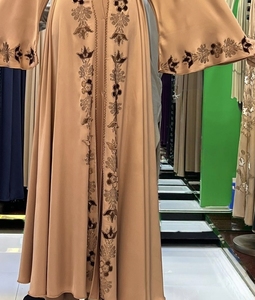 Wholesale Modest Dubai Beaded Sequined <b>Long</b> Sleeve Abaya Muslim Traditional Handmade Wedding Women Breathable V Neck - Product Image 6