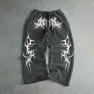 Designer Flared Jogging <b>Trousers</b> for Men Casual Style <b>Drawstring</b> Closure Elastic Waist Heavyweight Fabric Flared men's <b>trousers</b> - Product Image 6