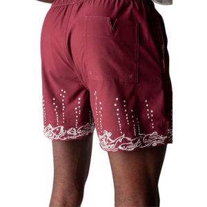 Shorts en velours côtelé rose pour homme, taille élastiquée avec cordon de serrage, poches, style décontracté, couleur unie, taille mi-haute, respirant - Product Image 2