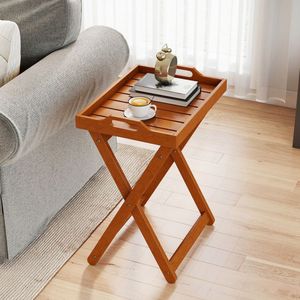 Tavolino Laterale Portatile in Legno per Esterni con Telaio Pieghevole - Product Image 1