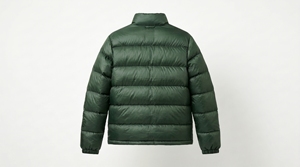 Veste d'hiver pour homme en duvet vert, col montant, fermeture éclair, coupe-vent, décontractée, coupe régulière, couleur unie - Product Image 2