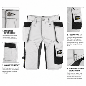 Heavy Duty Multi-Pocket <b>Mens</b> Workwear Shorts Durable Construction Utility <b>Cargo</b> Shorts for Tradesmen - Product Image 5