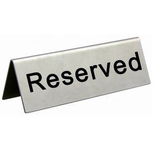 ป้ายเต็นท์ขายส่ง S/S "Reserved" โลหะทนทาน Henry Foodservice ซานตง จีน - Product Image 1