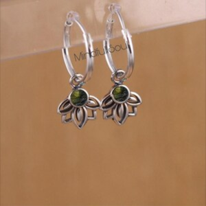 Boucles d'oreilles en Moldavite certifiée de qualité A, style bohème |   Moldavite authentique de la République tchèque, provenant de Chlum |   Bijoux en argent sterling 925 plaqué or - Product Image 3