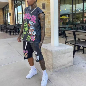 Custom <b>Heat</b> Transfer Printed Sleeveless T-Shirt and Shorts Set with Custom Logo Polyester/Cotton Quick Dry Summer Casual Wear - Product Image 4