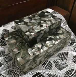 Exclusive Luxury MOP Mosaic Jewelry <b>Organizer</b> Box Handcrafted Mother of Pearl Storage Case for Rings, Earrings, Bracelets, - Product Image 6