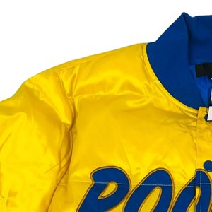 เสื้อแจ็คเก็ตพัฟเฟอร์ผ้าซาตินปักลายเชนิลล์ พรีเมียมสำหรับฤดูหนาว แบบยูนิเซ็กส์ ทรงบอมเบอร์ บุผ้านวม อุ่นสบาย ทันสมัย - Product Image 5