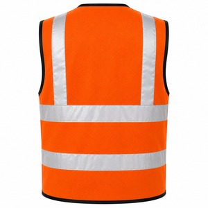 Hot Sale Zip Up Safety Vest Navy Blue Reflective Tape Multi Pocket Breathable <b>Mesh</b> Construction Site Workwear Bulk Supplier - Product Image 3