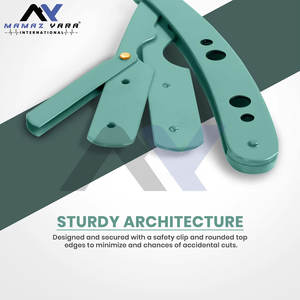 Vente en gros de rasoirs de sécurité en acier inoxydable 100% de haute qualité avec logo personnalisé, couleur menthe, rasoirs de barbier - Product Image 4