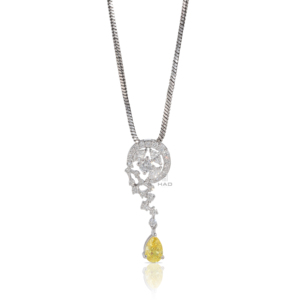 Collar con Colgante de Diamante Amarillo Cultivado en Laboratorio, Diseño de Gota Celestial, Oro Blanco, Joyería Fina de Lujo, Elegante Regalo para Mujer - Product Image 3