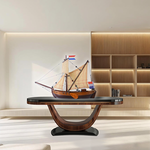 Maqueta de Barco de Madera Wijdschip, Artesanía Moderna Antigua, Embarcación Holandesa de Vela, Hecha a Mano, Grabada, Duradera, Decoración Náutica Independiente - Product Image 6