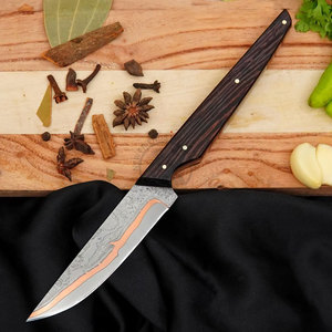 Couteau de chef artisanal en cuivre damas 440C et acier 316 avec manche en wengé, cadeau pour cuisinier, couteau de camping en plein air - Product Image 1