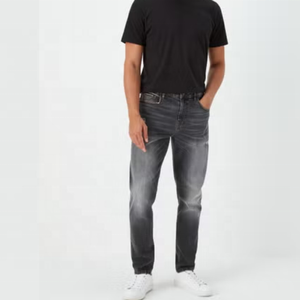 กางเกงยีนส์สำหรับผู้ชายผ้าฝ้ายโพลีเอสเตอร์ซักกลางทรงสลิมฟิตกางเกงยีนส์เดนิมฉีกสำหรับผู้ชายฤดูหนาว - Product Image 4