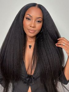 Perruque Lace Front Longue et Douce, Sans Colle, Yaki 26 Pouces, Lisse Crépu, Noir Naturel, Pré-épilée avec Baby <span class=keywords><strong>Hair</strong></span>, pour Femmes Noires, Usage Quotidien - Product Image 3