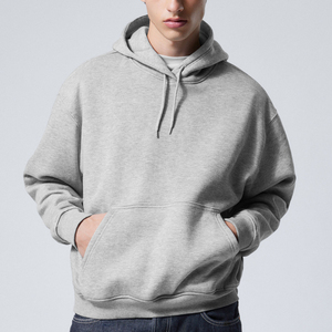 Custom <b>Men</b>’s <b>Grey</b> Oversized Blank Pullover Hoodie with Drop Shoulder and Kangaroo Pocket Casual <b>Sweatshirt</b> - Product Image 2