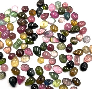 Tourmaline naturelle multicolore, formes variées, cabochons, pierres précieuses en vrac, 5-9 mm, certifiées IGI, haute qualité, Gemworldjaipur, pour bijoux - Product Image 2