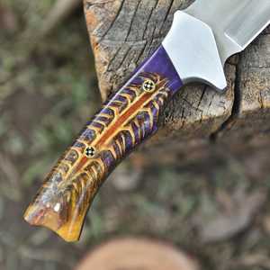 Cuchillo Bowie de Caza de Hoja Fija de Acero 1095 Forjado a Mano, 12 Pulgadas de Longitud Total, Mango de Piña, Hoja con Punta Caída - Product Image 3