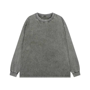 เสื้อยืดกราฟิกเปล่าแบบย้อมสีเอซิดพร้อมโลโก้สั่งทำ ผ้าฝ้าย 230 กรัม ทรงโอเวอร์ไซส์ แขนยาว ลายเกล็ดหิมะสไตล์วินเทจ เสื้อยืดเปล่าสำหรับทุกเพศ - Product Image 4