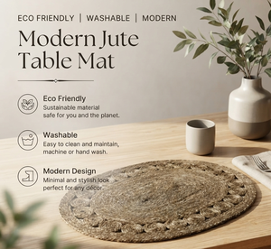 Manteles Individuales Redondos de Yute Natural Ecológicos, Manteles Individuales de Yute Tejido para Decoración de Mesas de Comedor - Product Image 3