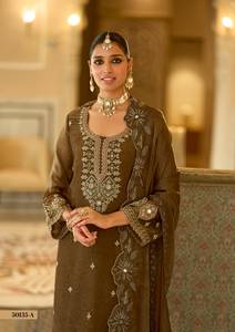 Embroidered Shimmer <b>Kurta</b> Palazzo Set Traditional Indian Pakistani Outfit for <b>Women</b> Party Festival Wear - Product Image 6