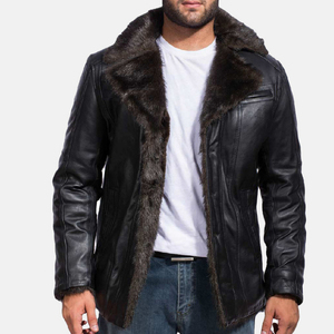 Men Leather <b>Jacket</b> Premium Casual Leather Coat Fit Soft Material Durable Construction For Winter Outdoor Activities Comfortable - Product Image 4