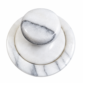 Mortier et pilon en marbre blanc avec veines grises, broyeur manuel d'herbes et d'épices, outil de cuisine durable, OEM ODM - Product Image 1