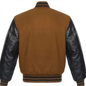Varsity Jacket Light Grey Sleeves Men Unisex Casual Hooded <b>Covered</b> <b>Button</b> Waterproof Breathable Knitted Stand Custom Logo Warm - Product Image 2