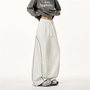 Pantalon unisexe oversize à jambes larges, style streetwear, avec coutures contrastées, coupe ample et décontractée, taille haute, style créateur de mode - Product Image 4