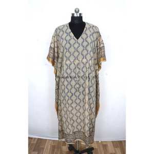 Caftán indio floral vintage de algodón, túnica de playa, regalo de San Valentín para mujer, cubrebikini, vestido suave, maxi vestido, ropa de dormir de verano - Product Image 1