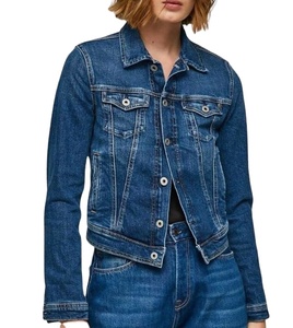 Chaqueta Vaquera de Mezclilla Moderna y Elegante para Mujer con Cinturón, Decoración de Botones, Bolsillos, Abrigos Lavados de Moda para Otoño - Product Image 1