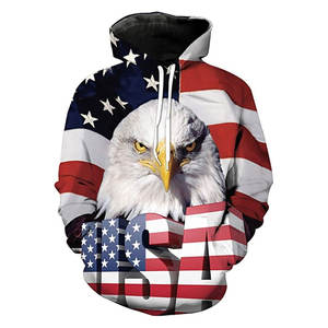 Sudadera con Capucha con Estampado de Águila y Bandera Americana, Sudadera Patriótica con Gráfico de la Bandera de EE. UU., Sudadera Informal de Manga Larga para Invierno - Product Image 1