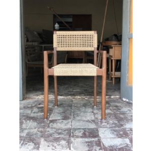 <b>Teak</b> Wood <b>Garden</b> <b>Chair</b> Scandinavian Mid Century Stacking Armchair Cord Woven Furniture For Luxury Resort Hotel Bistro Contract - Product Image 4