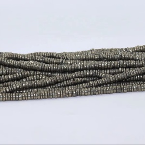 Perles de pyrite en forme de pneu lisse de 6mm Perles Heishi de pyrite naturelle pour la fabrication de bijoux - Product Image 1