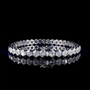 Pulsera de tenis de platino con diamantes cultivados en laboratorio de corte hexagonal, unisex, fina, de lujo, para boda, regalo de joyería - Product Image 5