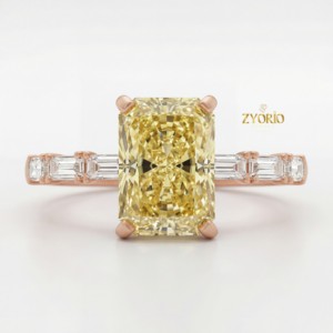 Hermoso Diamante Amarillo Radiante VVS Cultivado en Laboratorio, Engaste Pavé, Oro 14K/18K, Moderno, para Novia, Compromiso, Fiesta, Boda, Aniversario, Regalo - Product Image 6