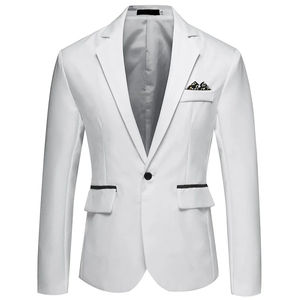 2026 Spring <b>Men</b>’s <b>Blazer</b> Light Luxury Business Casual Suit Jacket British Style Solid Color One Button <b>Slim</b> <b>Fit</b> Office Wear - Product Image 5