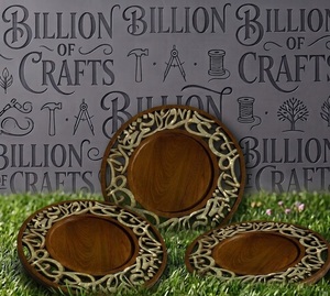 Moroccan Round <b>Wooden</b> Serving Tray with <b>White</b> Inlay Floral Pattern for Chocolate and Dry Fruits - Product Image 4