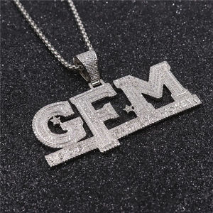 จี้ตัวอักษร G.F.M ประดับเพชรโมอิสซาไนต์ ชุบโรเดียม สไตล์ฮิปฮอป สำหรับผู้ชายและผู้หญิง เหมาะสำหรับงานปาร์ตี้ - Product Image 6