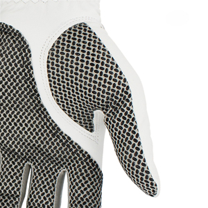 Unisex Golf <b>Gloves</b> Genuine Leather Breathable <b>Mesh</b> Design Left Right Hand Sports Use White with <b>Black</b> Accents - Product Image 4