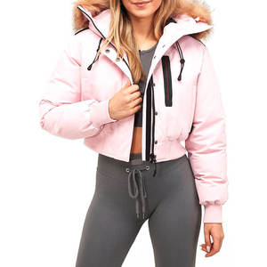 Premium Women Short <b>Cropped</b> <b>Puffer</b> <b>Jacket</b> Stand Eco-Friendly Quick Dry Custom Lightweight Winter Fashion Outerwear OEM ODM - Product Image 2