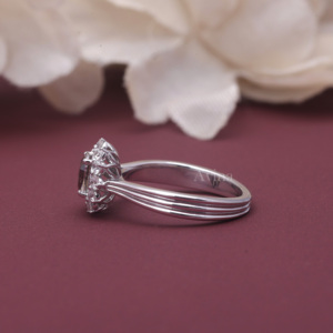 IGI Certified Lab Grown Round Diamond Floral Halo Engagement Ring in Solid 925 Sterling Silver Vintage Style Diamond Ring - Product Image 5