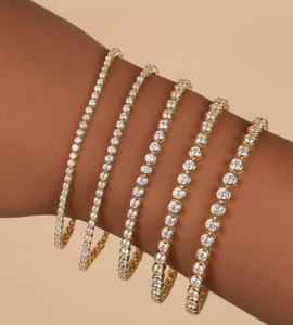 Bracelet tennis en diamants de laboratoire sertis clos, ronds, 2 mm, 3 mm, 4 mm, argent 925 / or 14 carats - Product Image 3