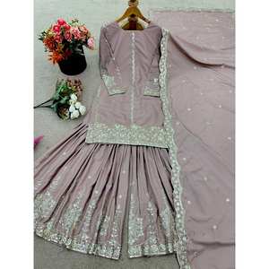 Hermoso Conjunto Indio y Pakistaní - Sharara y Dupatta con Bordado y Lentejuelas - Product Image 2