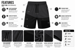 Windbreaker Shorts for Men with Side Zip Pockets Quick Dry <b>Knee</b> Length Outdoor Use <b>High</b> Quality windbreaker shorts - Product Image 5