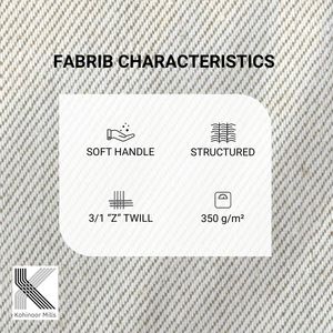 Tissu sergé respirant et durable 97% coton 3% élasthanne 350 GSM, teint en fil, extensible, tissé pour vêtements et vêtements de travail - Product Image 3