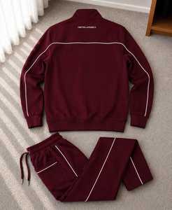 ชุดวอร์มมีฮู้ดพิมพ์ลาย ONETEN APPARELS สีเบอร์กันดี แขนยาว ซิปด้านหน้า สีพื้น มีกระเป๋าข้าง สวมใส่สบายๆ สำหรับฤดูใบไม้ร่วง - Product Image 6