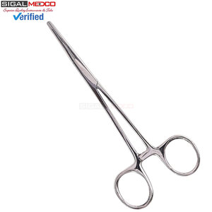 Pinza hemostática Kelly médica de bloqueo manual, 5.5 pulgadas, acero inoxidable plateado, con mango de bloqueo de trinquete, instrumento quirúrgico - Product Image 3